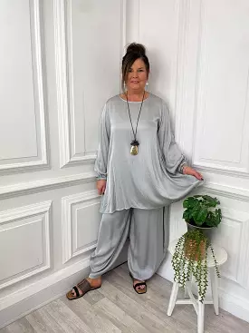 Silk Feel Swing Tunic - Silver