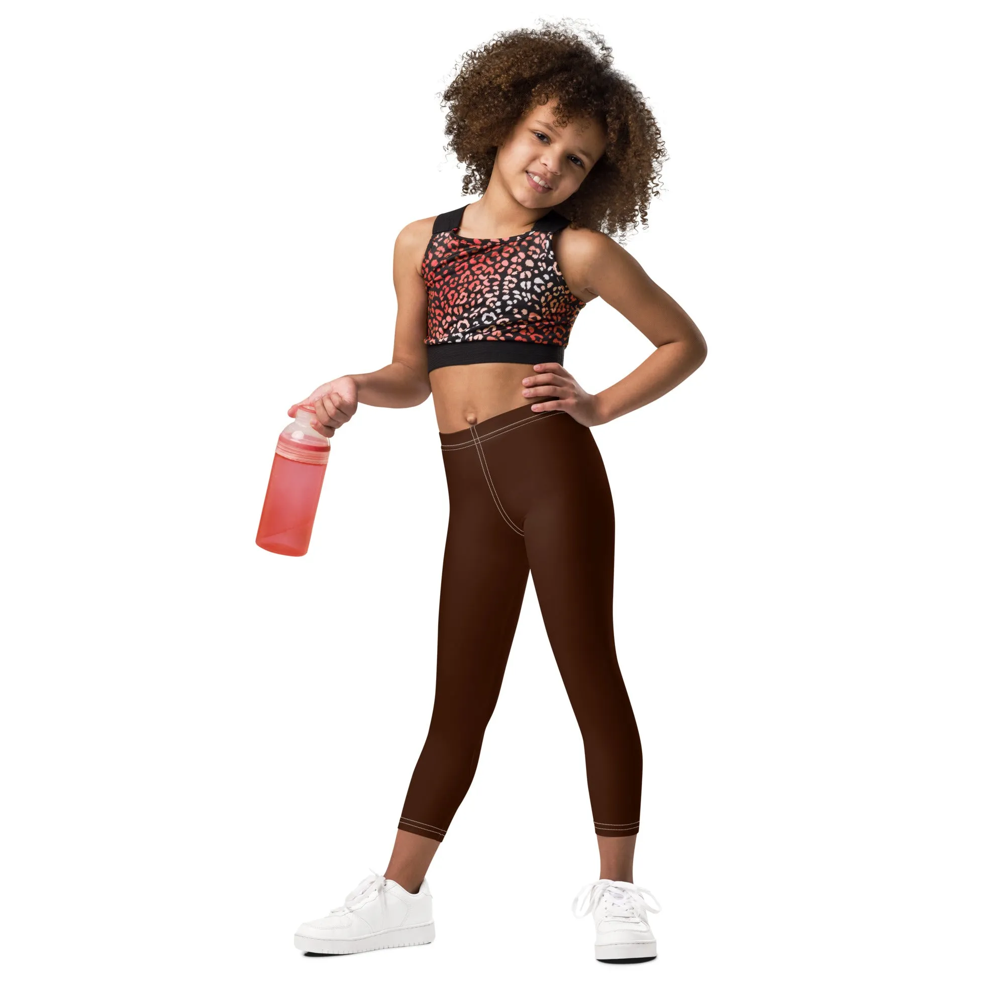 Sporty Staples: Solid Color Leggings for Active Girls - Chocolate