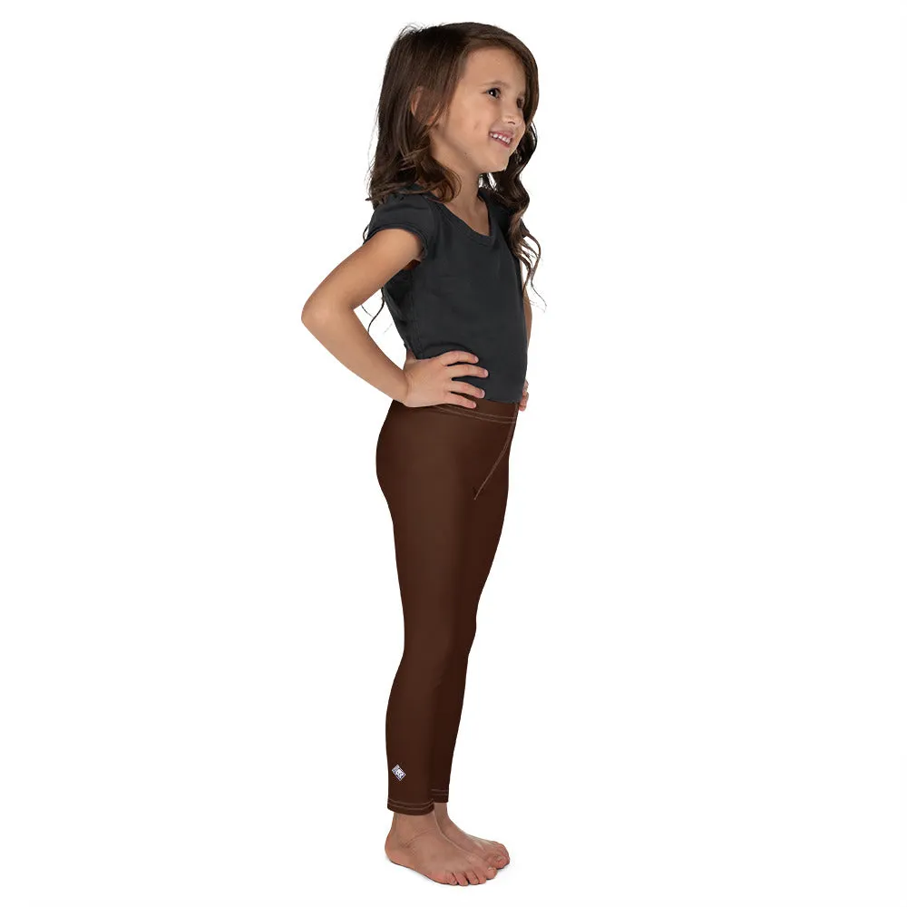 Sporty Staples: Solid Color Leggings for Active Girls - Chocolate