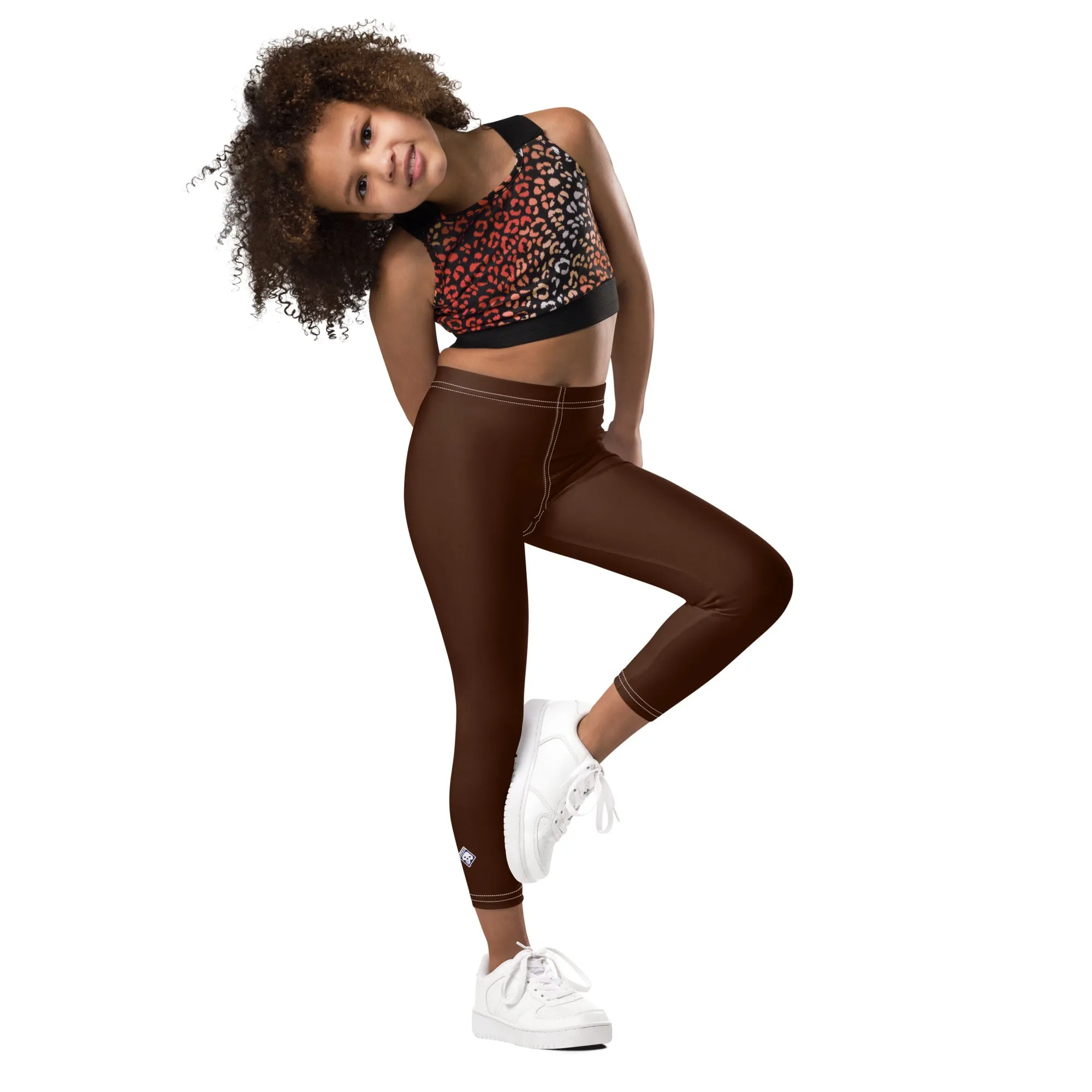 Sporty Staples: Solid Color Leggings for Active Girls - Chocolate