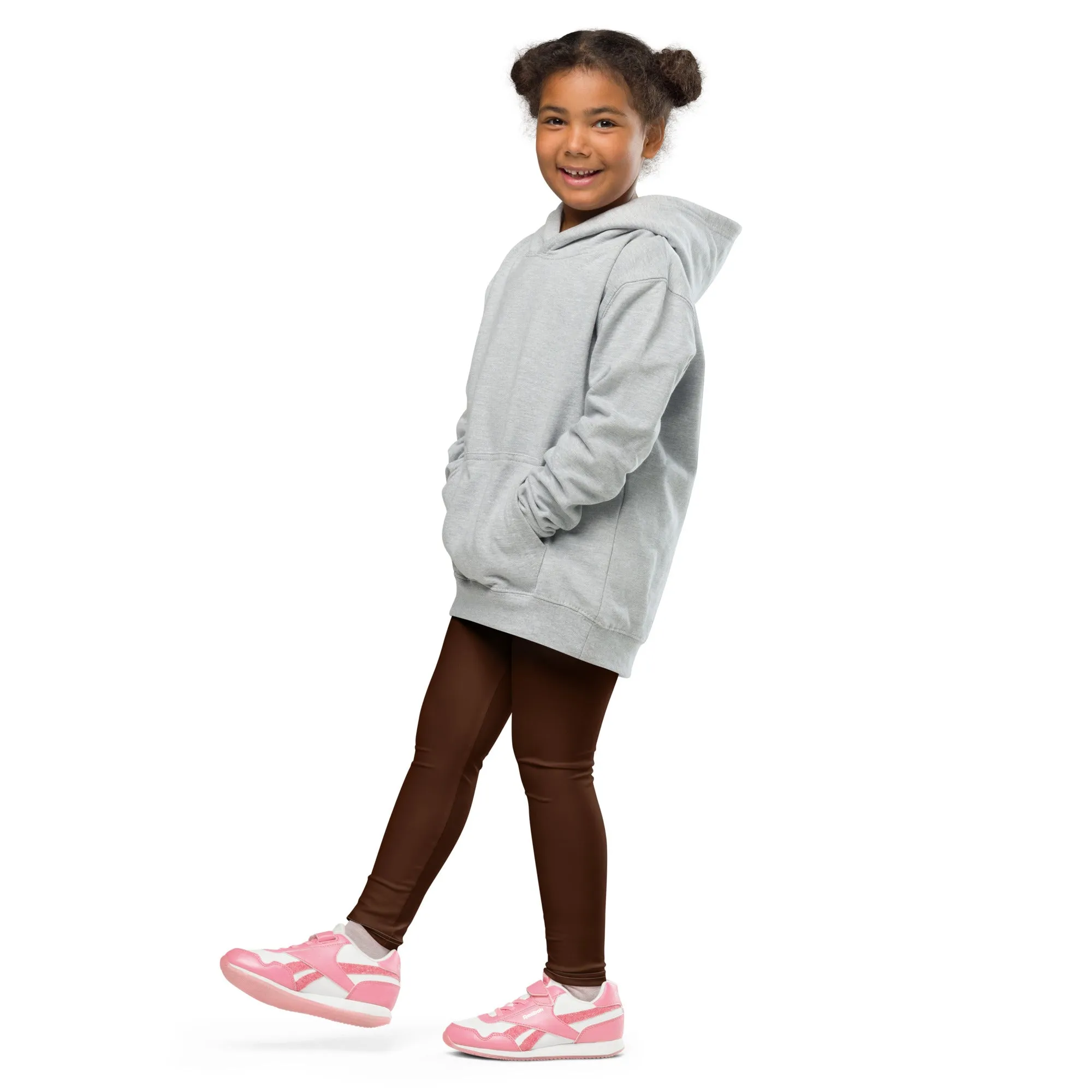 Sporty Staples: Solid Color Leggings for Active Girls - Chocolate