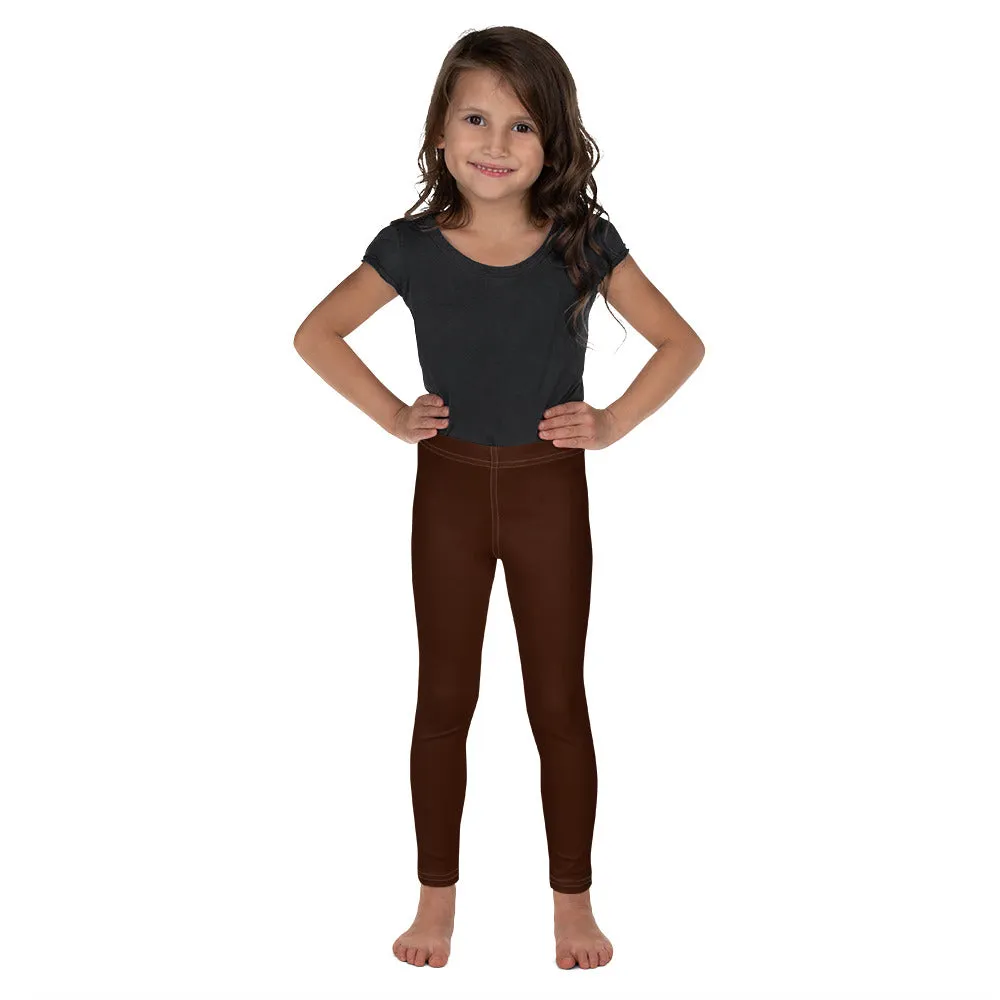 Sporty Staples: Solid Color Leggings for Active Girls - Chocolate