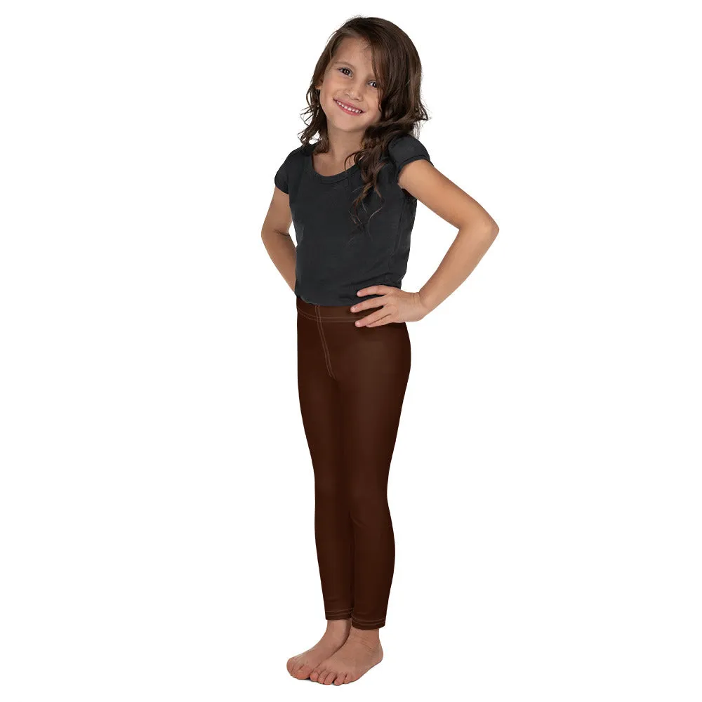 Sporty Staples: Solid Color Leggings for Active Girls - Chocolate