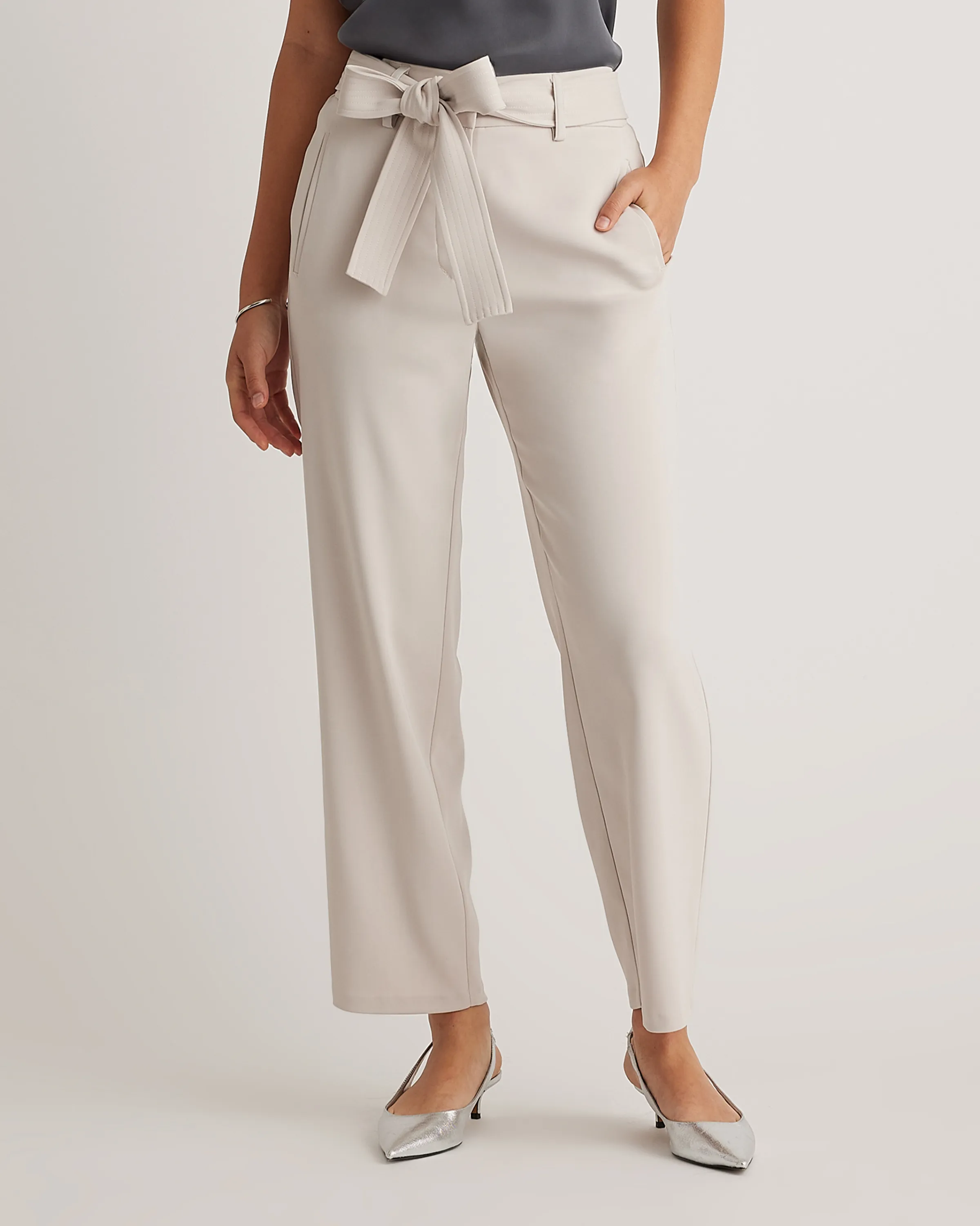 Stretch Crepe Paperbag Pants