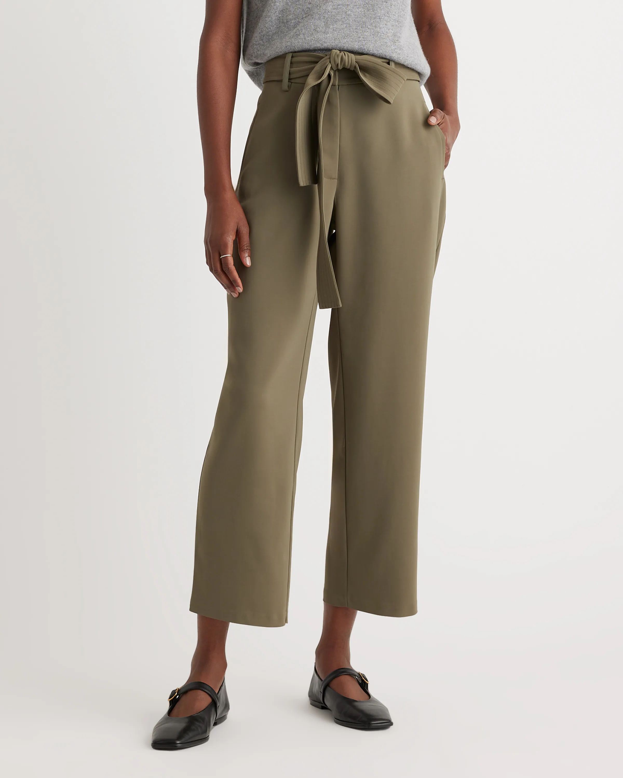 Stretch Crepe Paperbag Pants