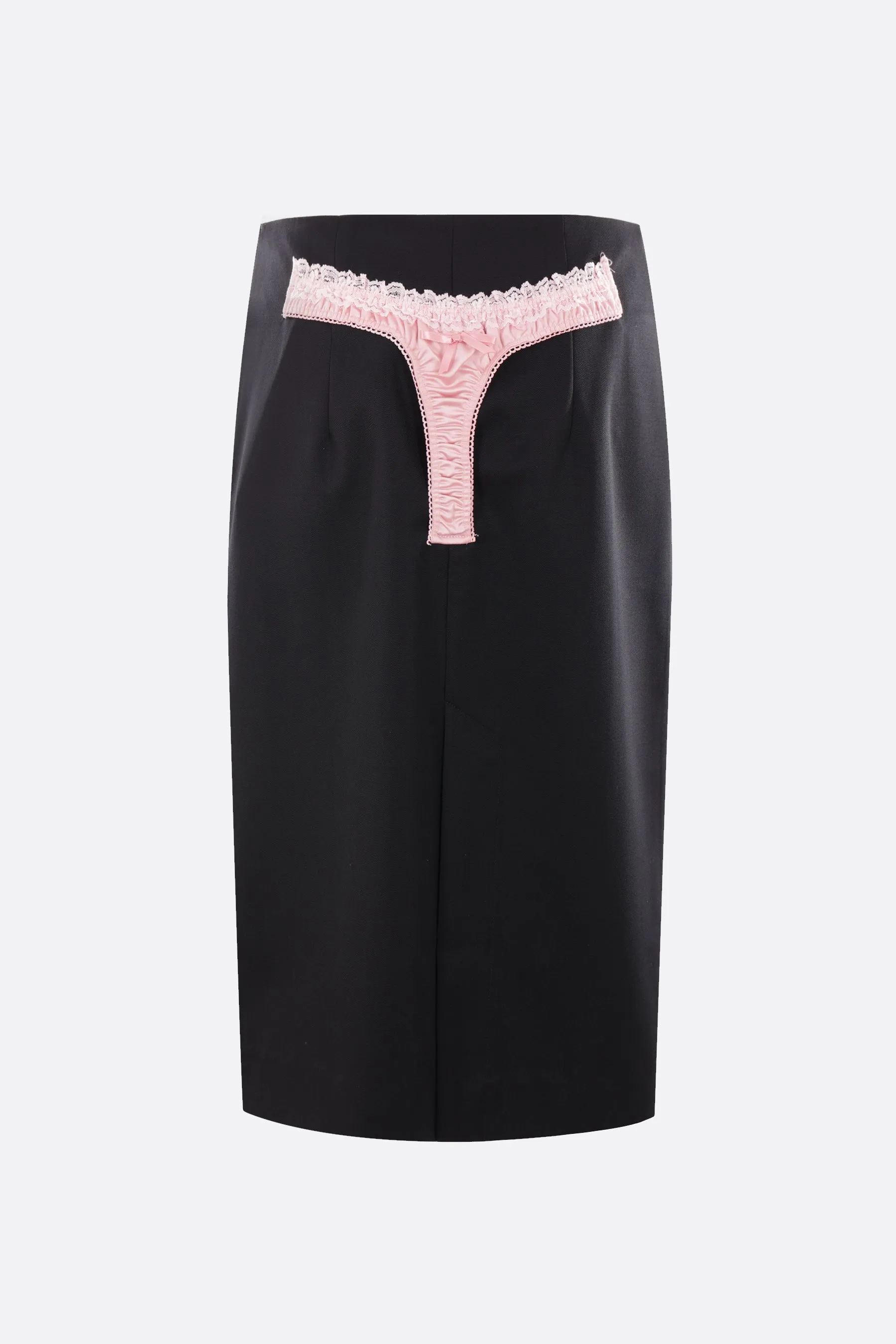 twill midi skirt with slip insert