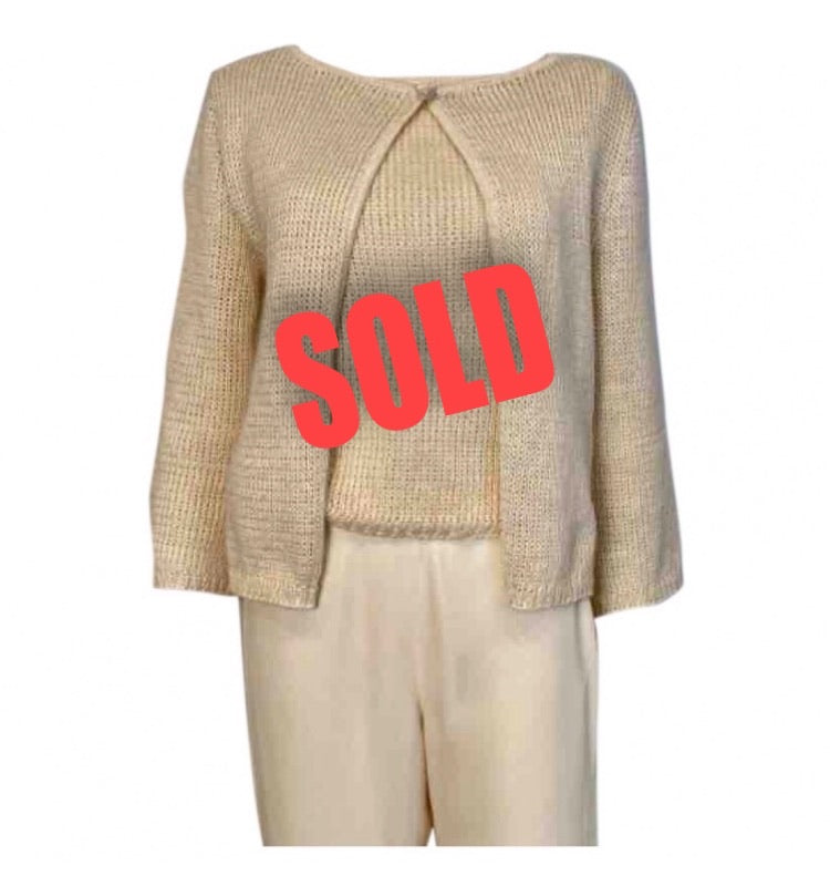 Vintage 00C Chanel Identification beige 2 piece sweater twinset FR 36 US 4