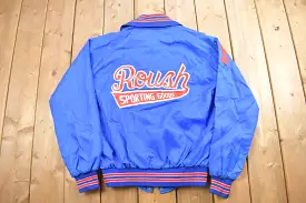 Vintage 1970s Holloway Roush Sporting Goods Satin Bomber Jacket / Vintage Holloway Jacket / Snap Button Windbreaker / Made in US