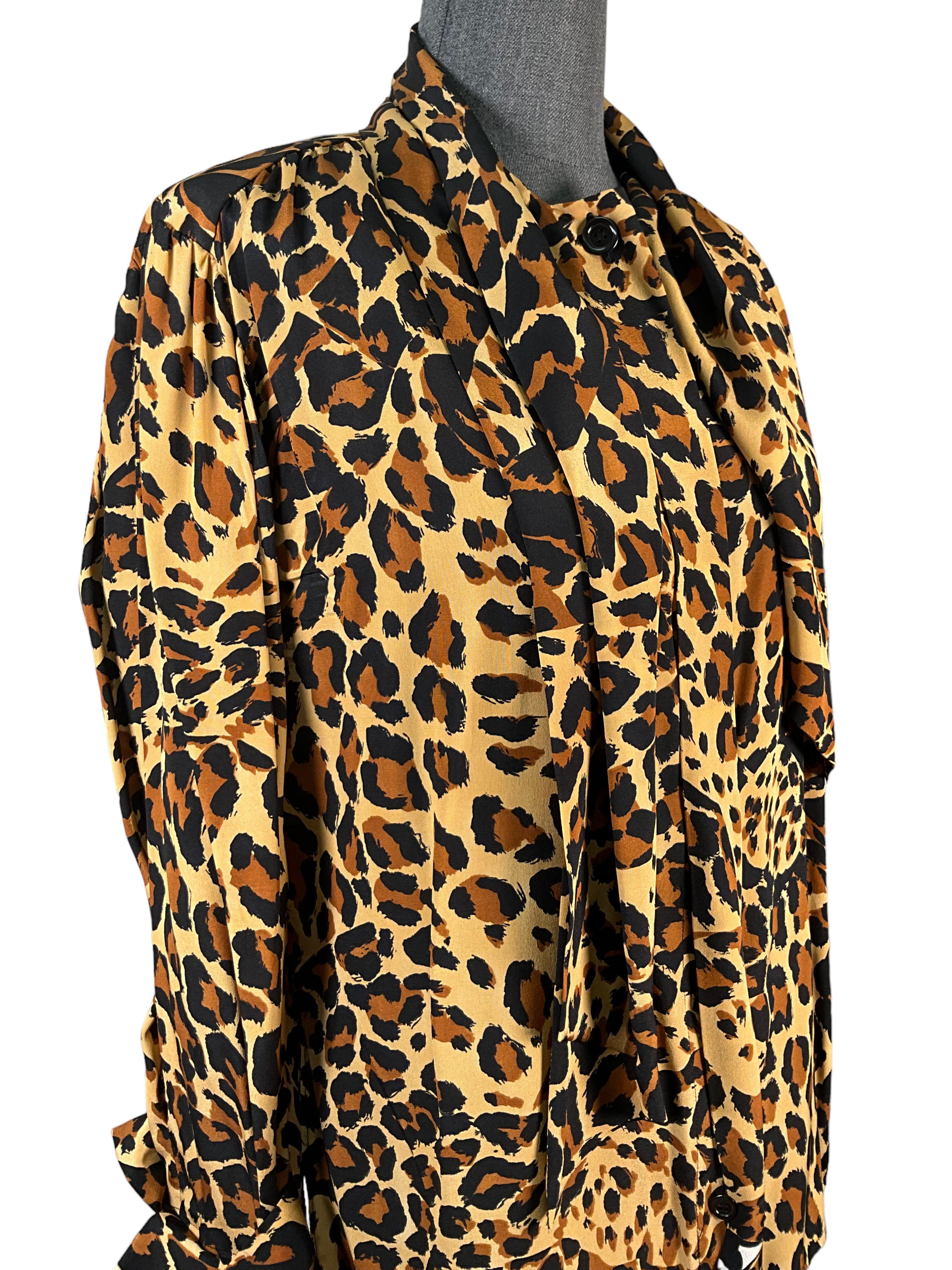 Vintage Yves Saint Laurent Animal Print Blouse Size M