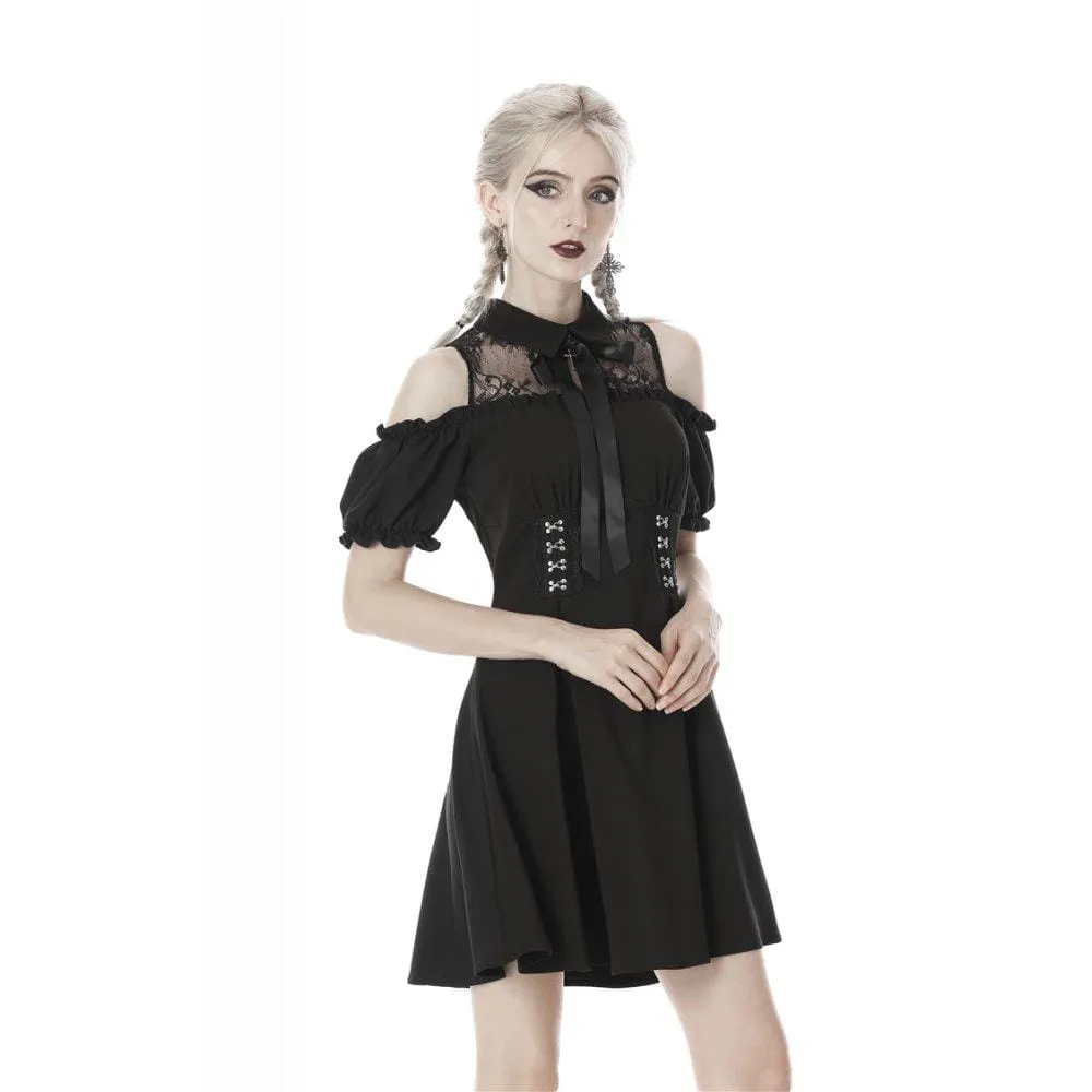 Women's Gothic Bowknock Shoulder Cutout Dresses