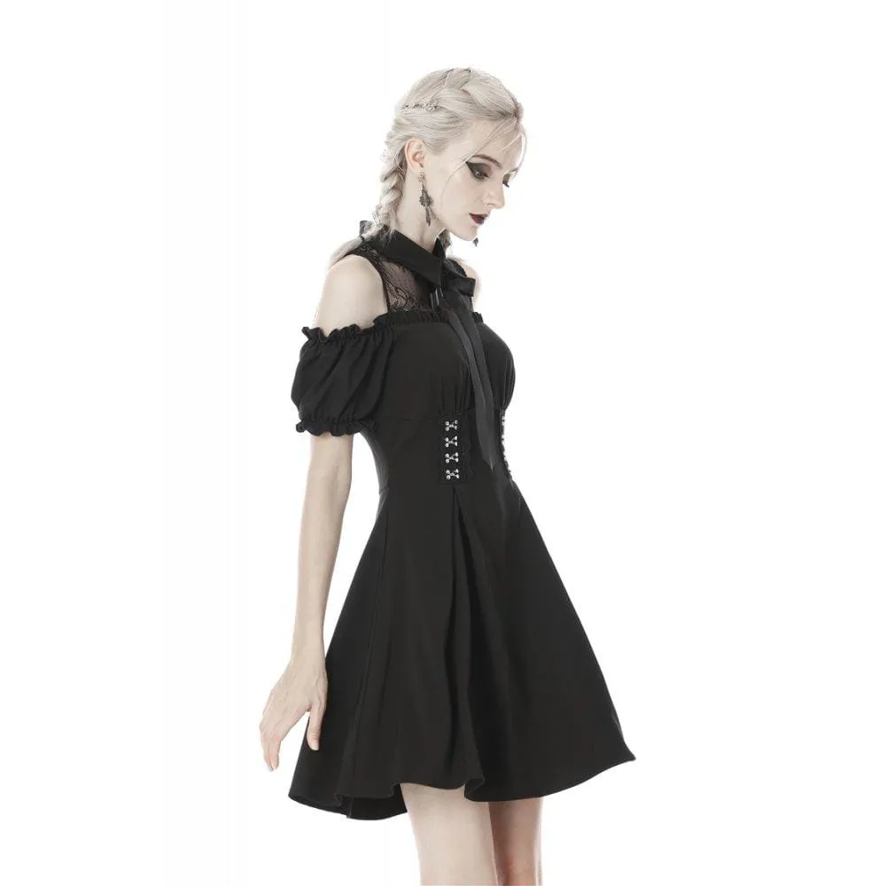 Women's Gothic Bowknock Shoulder Cutout Dresses