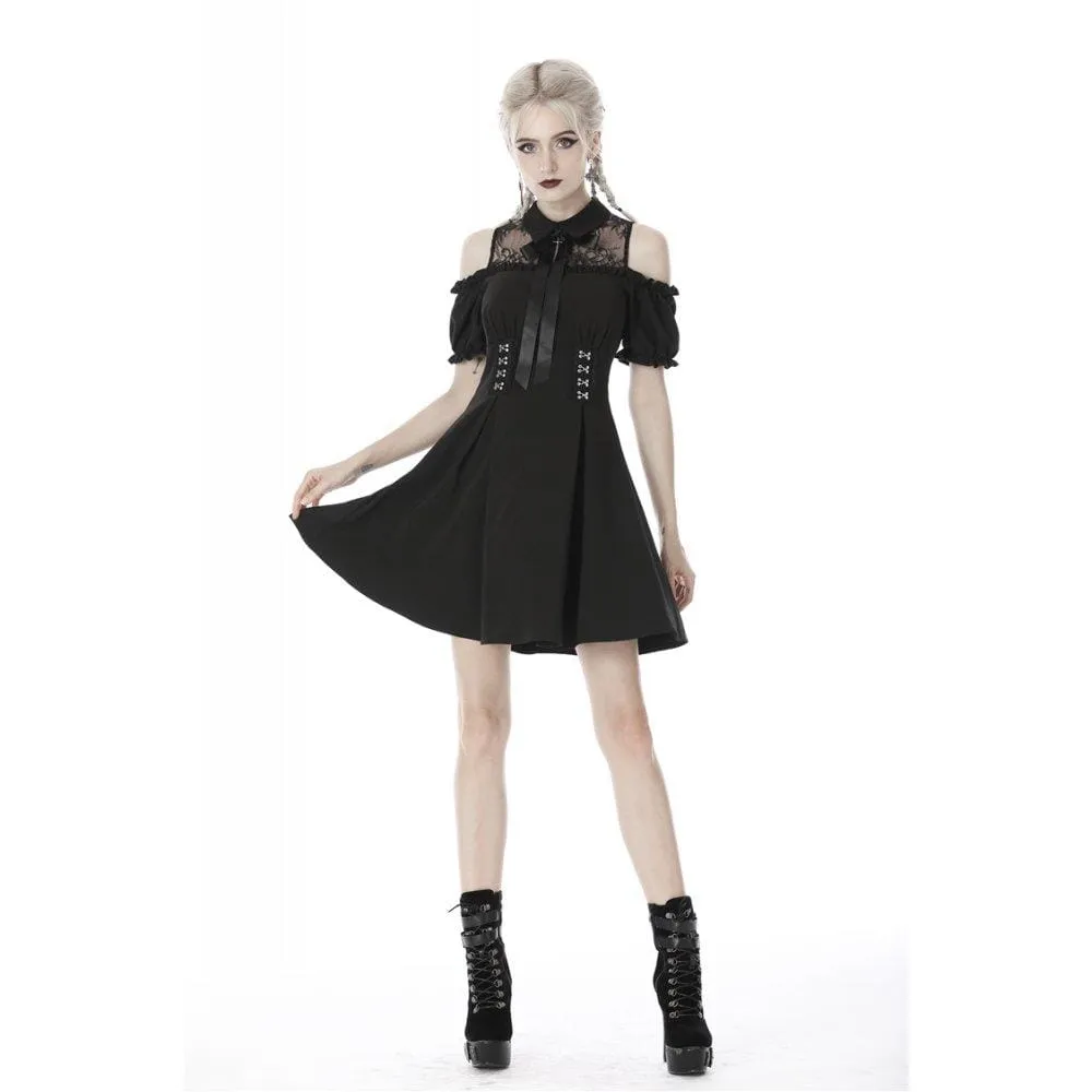 Women's Gothic Bowknock Shoulder Cutout Dresses