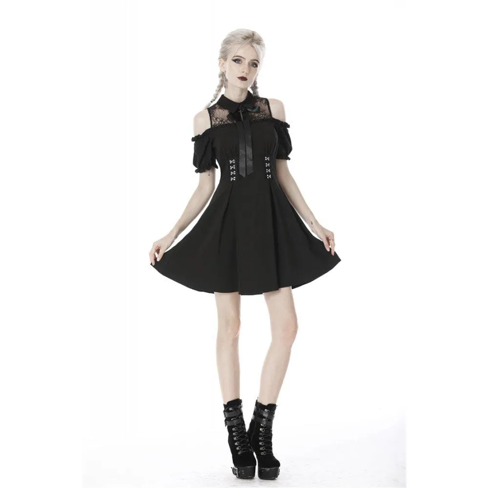 Women's Gothic Bowknock Shoulder Cutout Dresses