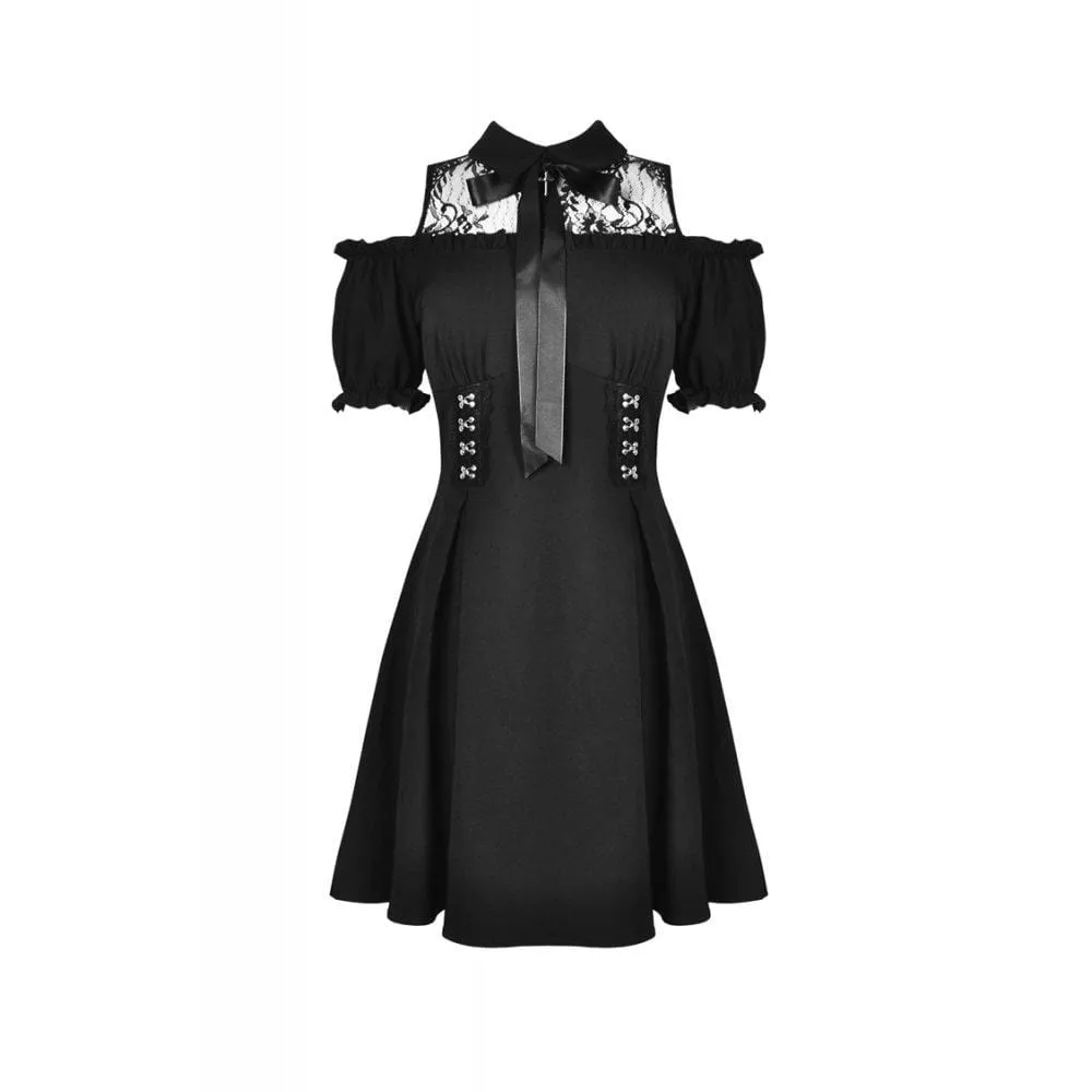 Women's Gothic Bowknock Shoulder Cutout Dresses