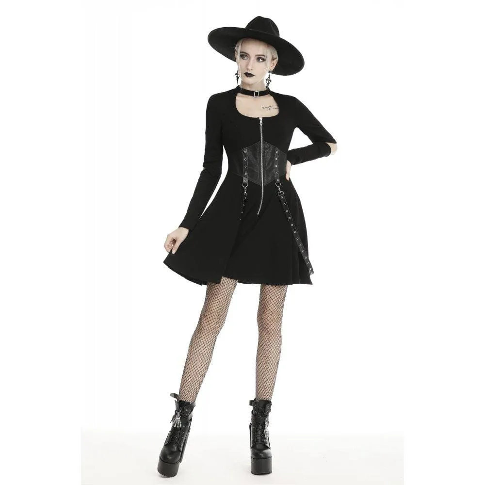 Women's Gothic Ripped Sleeve Cutout Dresses With Chain