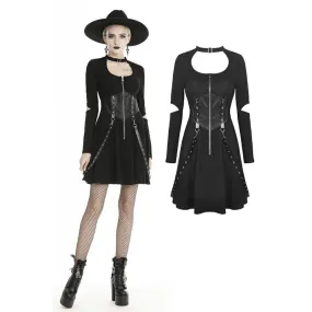 Women's Gothic Ripped Sleeve Cutout Dresses With Chain