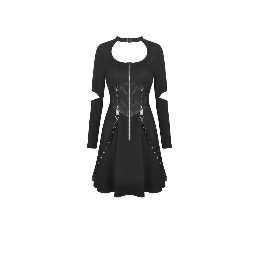 Women's Gothic Ripped Sleeve Cutout Dresses With Chain