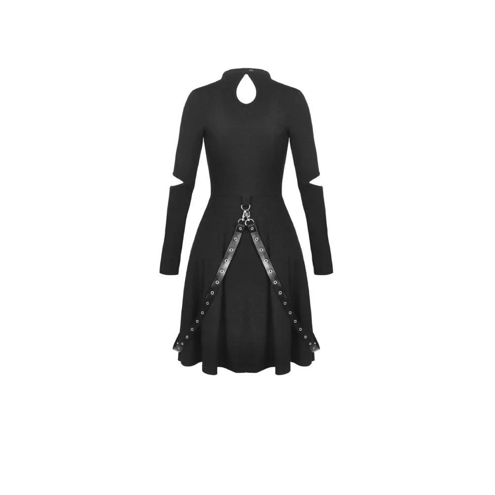 Women's Gothic Ripped Sleeve Cutout Dresses With Chain