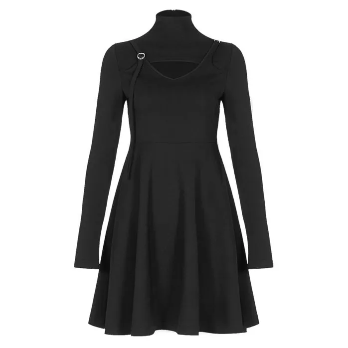 Women's Gothic Solid Long Sleeved Cutout Dresses